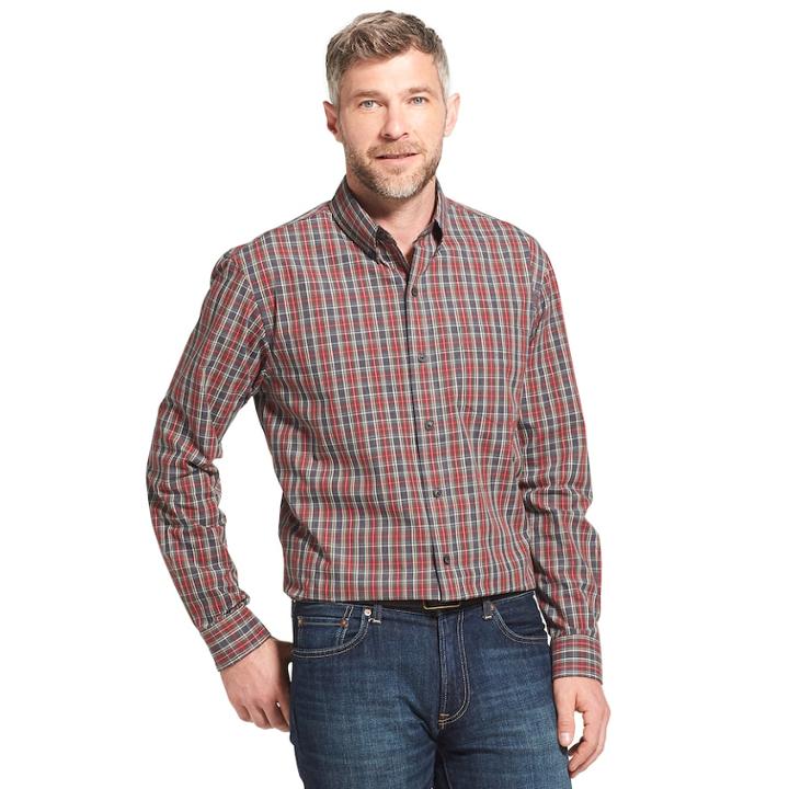 Men's Arrow Trail Blazer Classic-fit Plaid Button-down Shirt, Size: Large, Med Grey
