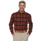 Men's Croft & Barrow&reg; Classic-fit Patterned Flannel Button-down Shirt, Size: Small, Drk Orange