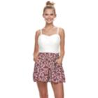 Juniors' Lily Rose Quilted & Floral Romper, Teens, Size: Small, Cream Navy Print