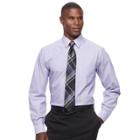 Men's Arrow Classic-fit Fineline-striped Wrinkle-free Dress Shirt, Size: Xl-36/37, Med Purple