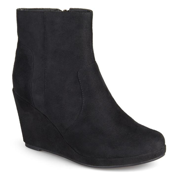 Journee Collection Koala Women's Faux Suede Wedge Booties, Girl's, Size: 6.5, Black