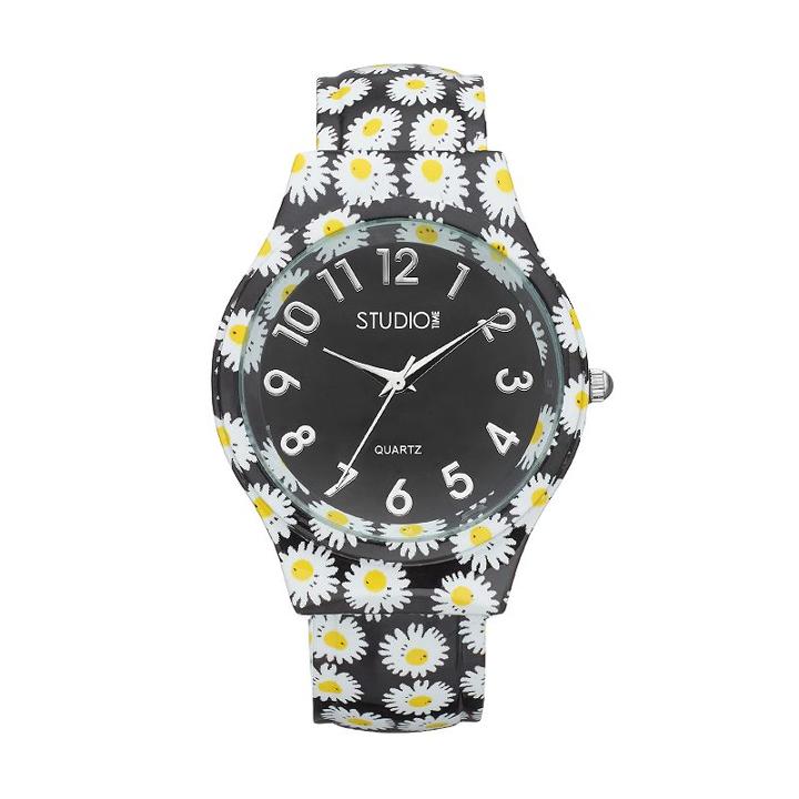 Studio Time Women's Daisy Cuff Watch, Size: Large, Black