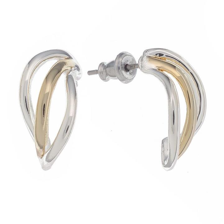 Napier Two Tone Twist Hoop Earrings, Women's, Multicolor