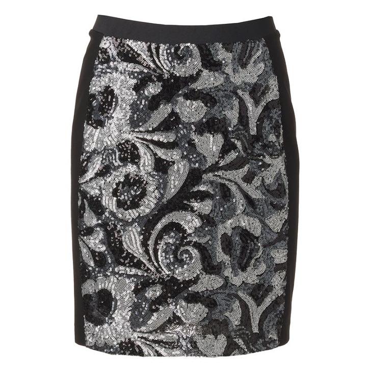 Women's Wdny Black Sequin Mini Skirt, Size: Medium