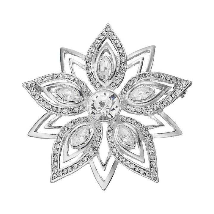 Dana Buchman Openwork Simulated Crystal Flower Pin, Women's, Silver