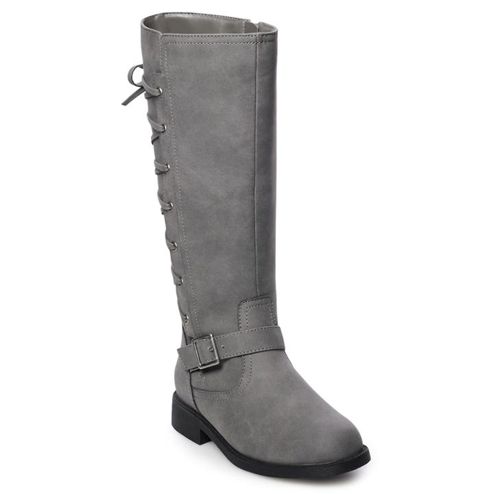 So&reg; Kimberly Girls' Knee High Boots, Size: 5, Grey