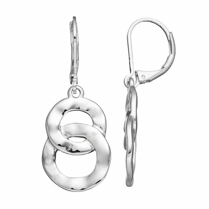 Dana Buchman Hammered Intertwined Drop Hoop Earrings, Women's, Silver