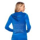 Women's Juicy Couture Embellished Velour Hoodie Jacket, Size: Small, Blue (navy)