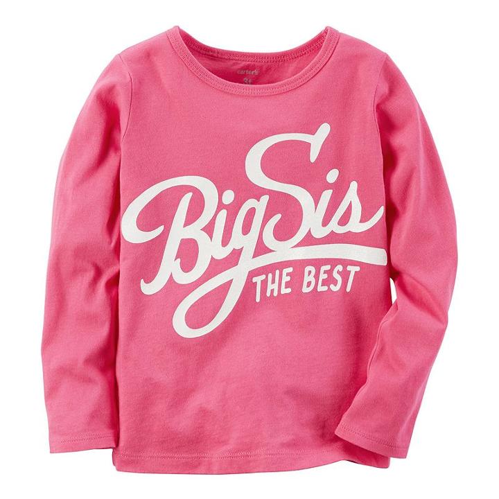 Girls 4-8 Carter's Long Sleeve Pink Big Sis Graphic Tee, Girl's, Size: 6x