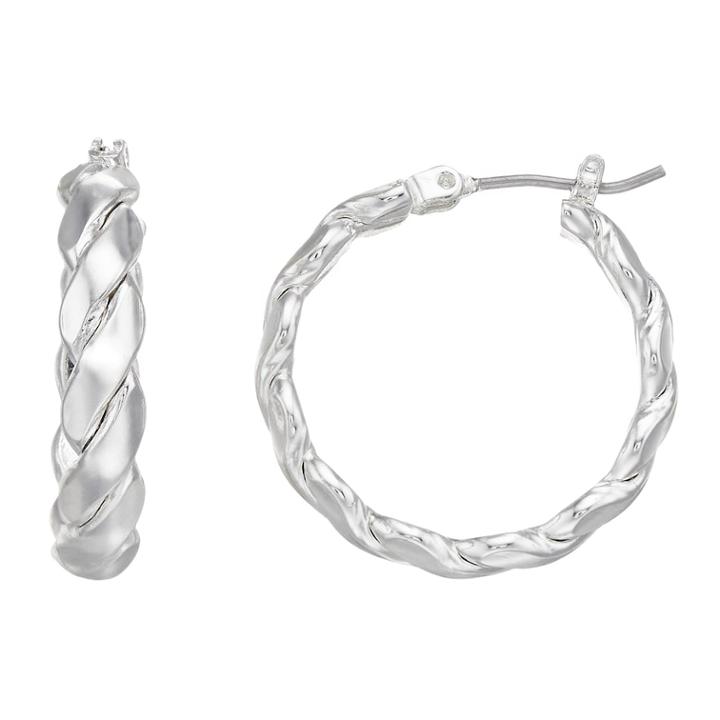 Napier Silver Tone Braided Hoop Earrings, Women's