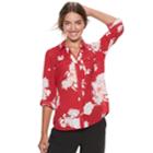 Juniors' Candie's&reg; Piped Roll-tab Blouse, Teens, Size: Large, Red