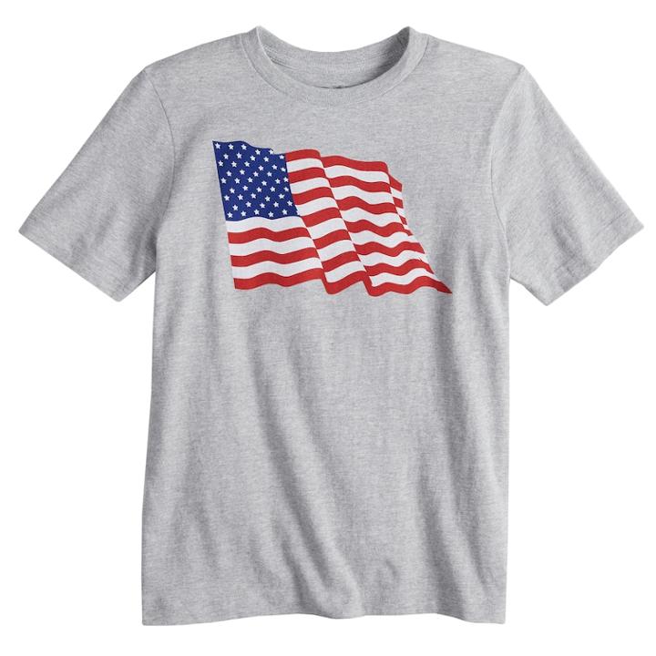 Boys 8-20 Americana Graphic Tee, Size: Large, Med Grey