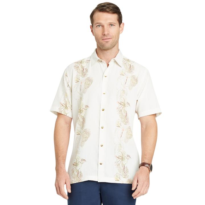 Men's Van Heusen Air Classic-fit Patterned Button-down Shirt, Size: Xxl, Natural