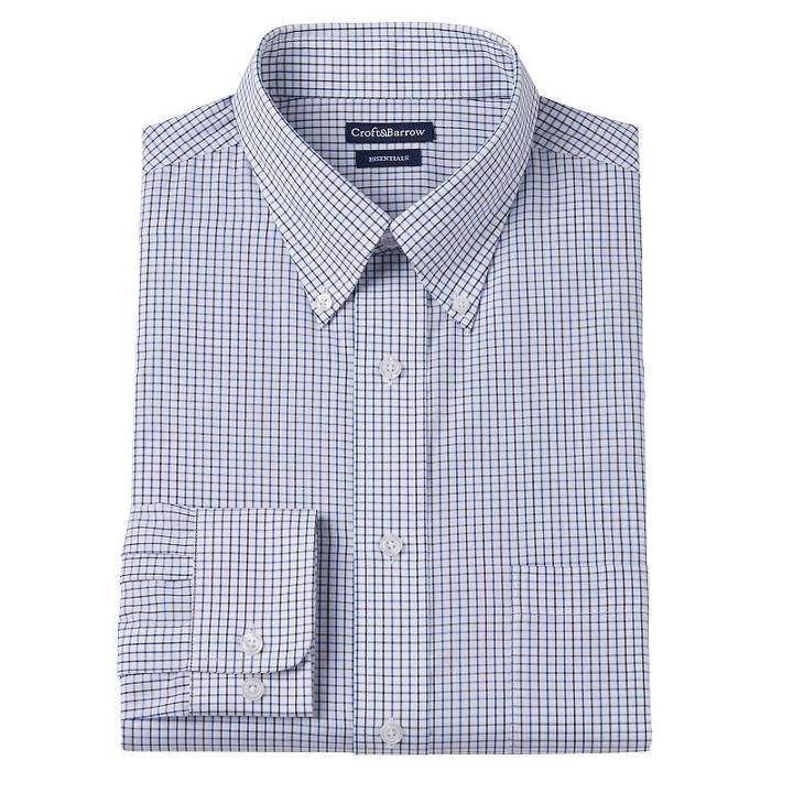 Men's Croft & Barrow&reg; Slim-fit Button-down Collar Dress Shirt - Men, Size: 18.5-34/35, Blue