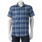Men's Sonoma Goods For Life&trade; Flexwear Modern-fit Plaid Stretch Button-down Shirt, Size: Medium, Blue
