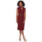 Women's Connected Apparel Choker Neck Sheath Dress, Size: 6, Purple