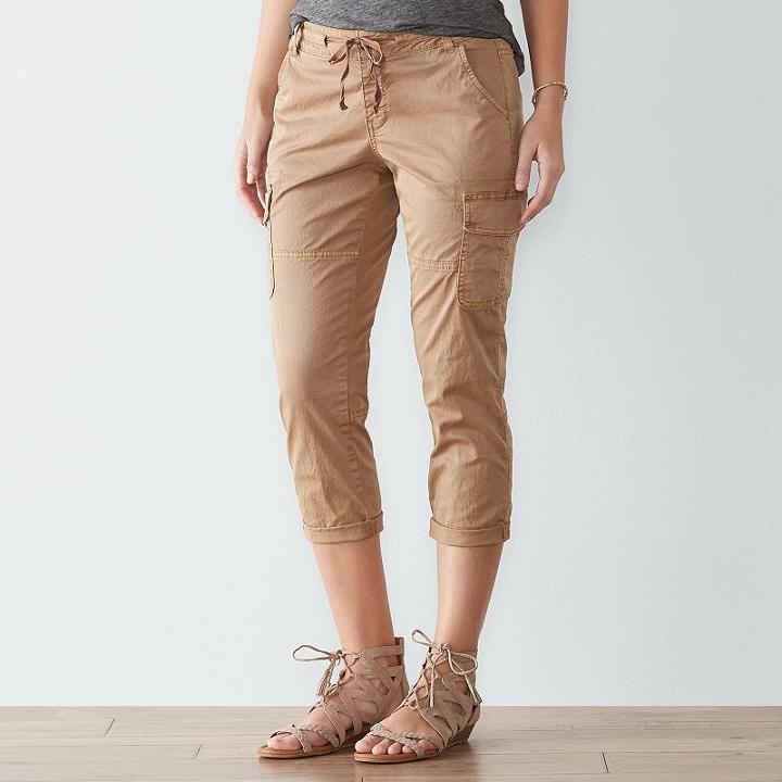 Women's Sonoma Goods For Life&trade; Utility Capris, Size: 16, Med Beige