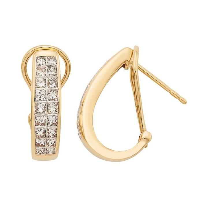 14k Gold Igl Certified 1 Carat T.w. Diamond J-hoop Earrings, Women's, White