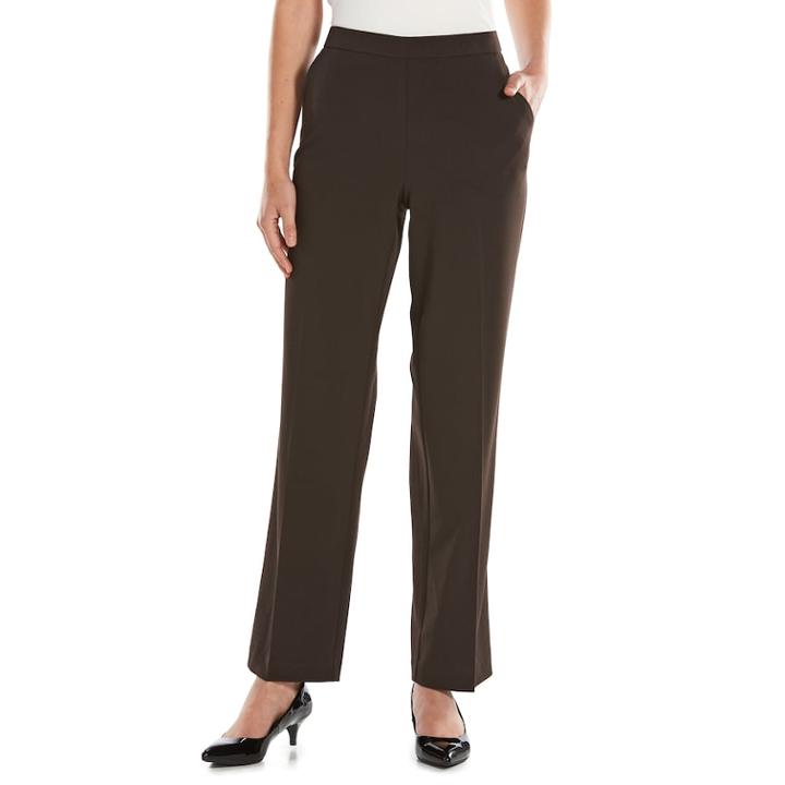 Women's Dana Buchman Midrise Comfort-waist Pull-on Pants, Size: 14 Short, Brown