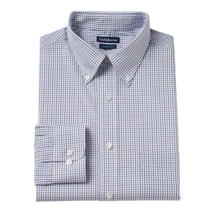 Men's Croft & Barrow&reg; Classic-fit Easy Care Button-down Collar Dress Shirt, Size: Xl-34/35, Blue