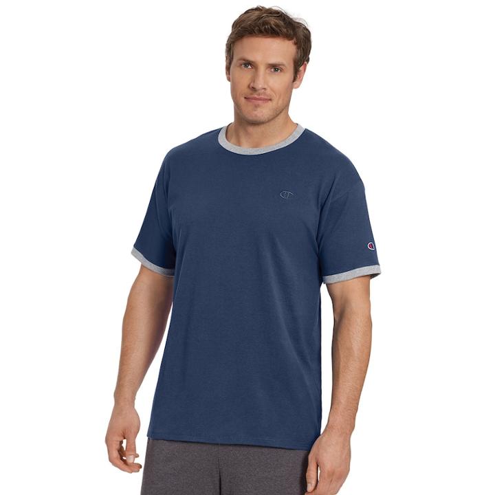Men's Champion Jersey Ringer Tee, Size: Small, Blue (navy)