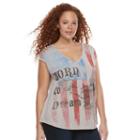Plus Size Rock & Republic&reg; Born To Dream Americana Slash Back Tee, Women's, Size: 1xl, Med Grey