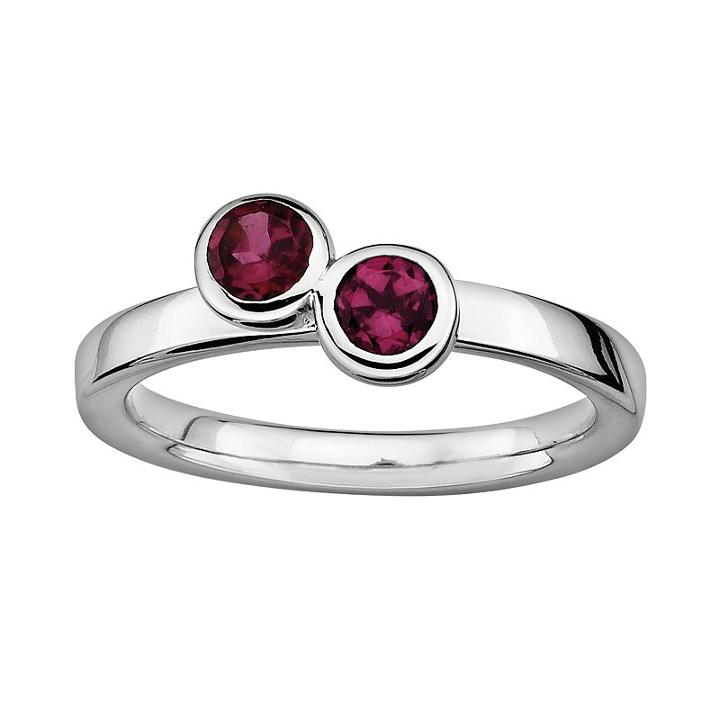 Stacks And Stones Sterling Silver Rhodolite Garnet Stack Ring, Women's, Size: 10, Grey