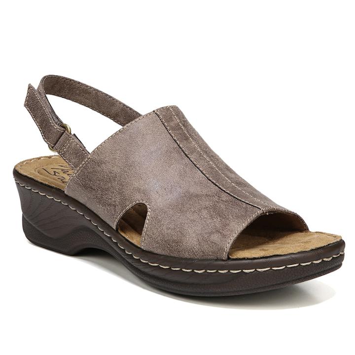 Naturalsoul By Naturalizer Seleste Women's Leather Wedge Sandals, Size: 7 Wide, Brown Over
