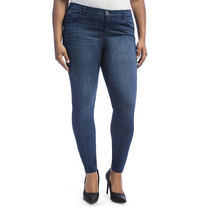 Juniors' Plus Size Crave Faded Skinny Jeans, Girl's, Size: 18 W, Blue (navy)