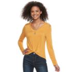 Juniors' Neon Soul Twist Front Tee & Necklace Set, Teens, Size: Small, Med Yellow