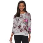 Women's Cathy Daniels Crewneck Floral Sweater, Size: Small, Blue Floral