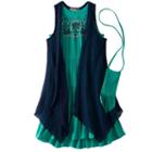 Girls 7-16 Knitworks Open Knit Vest & Embroidered Gauze Dress Set With Crossbody Purse, Girl's, Size: 16, Green