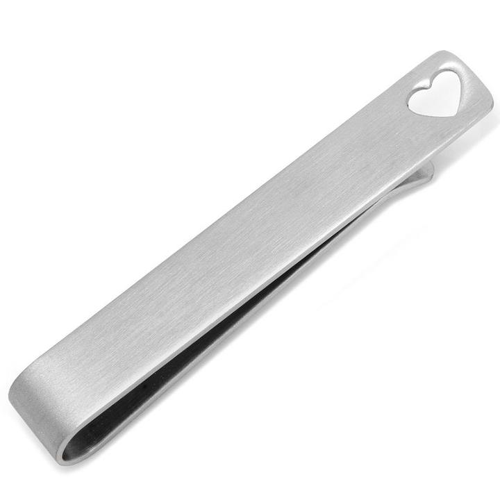 Heart Tie Bar, Men's, Silver
