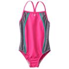 Girls 7-16 Speedo Heather Splice One-piece Swimsuit, Girl's, Size: 10, Brt Pink