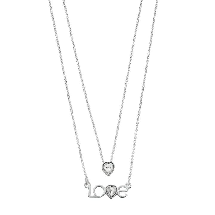 Lc Lauren Conrad Love & Heart Necklace Set, Women's, Silver