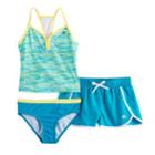 Girls 7-16 Zeroxposur 3-pc. Tankini Set, Size: 16, Blue