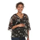 Maternity A:glow Print Chiffon Ruffled Top, Women's, Size: S-mat, Black
