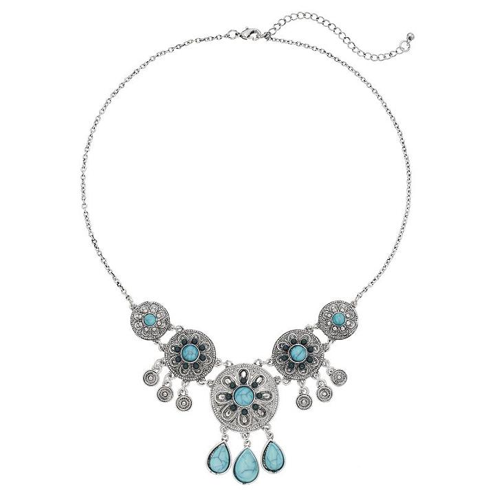 Simulated Turquoise Cabochon Necklace, Women's, Turq/aqua