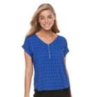 Women's Apt. 9&reg; Zipper Accent Top, Size: Large, Blue