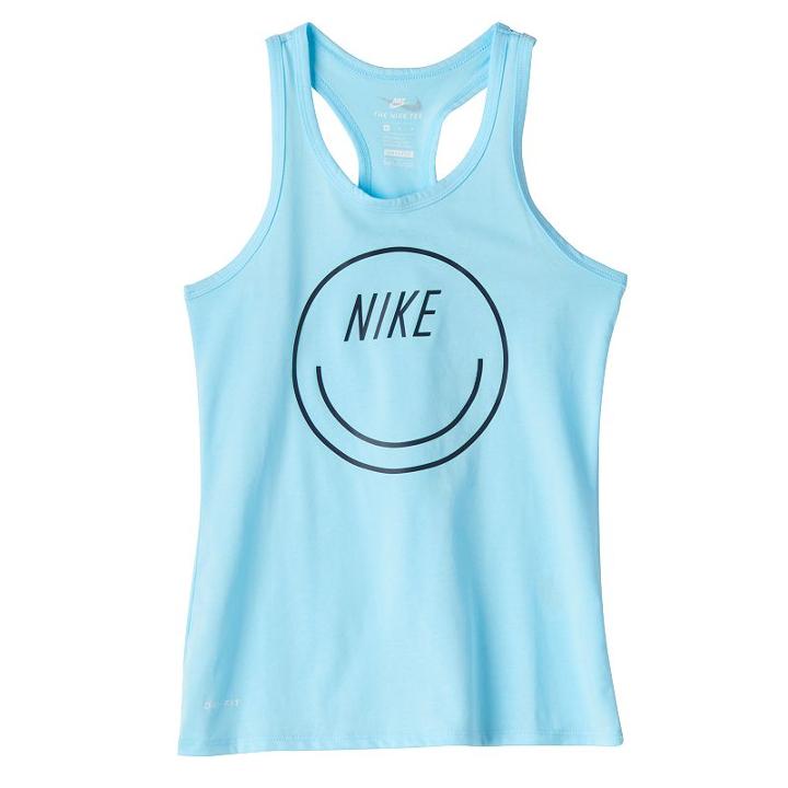 Girls 7-16 Nike Smiley Face Racerback Tank Top, Size: Medium, Blue Other