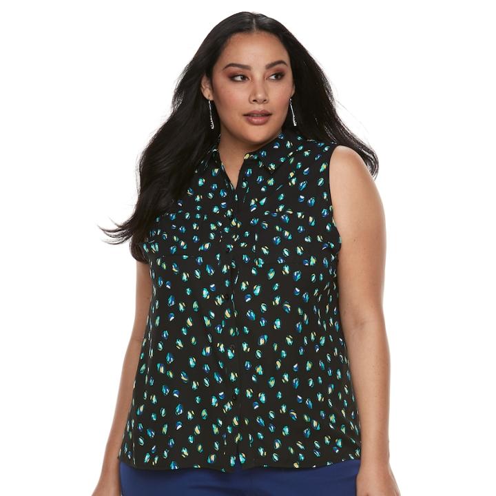 Plus Size Apt. 9&reg; Button-front Tank, Women's, Size: 1xl, Oxford