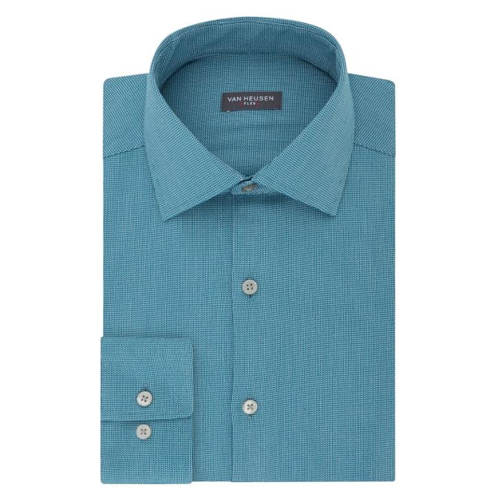 Men's Van Heusen Slim-fit Flex Spread-collar Dress Shirt, Size: 17 36/37, Dark Green