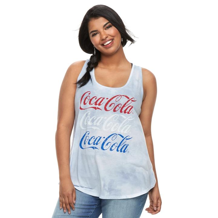 Juniors' Plus Size Coca Cola Americana Tie-dye Tank Top, Size: 3xl, Blue