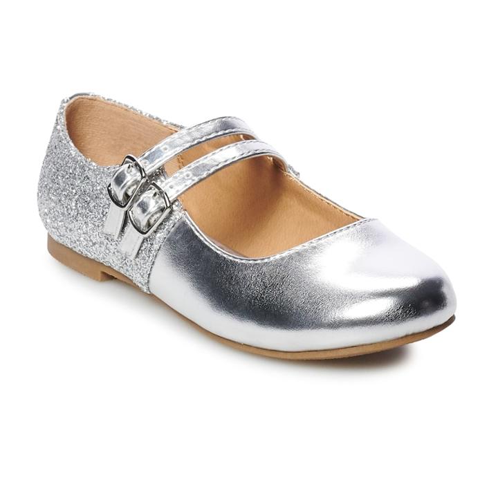 So&reg; Jena Girls' Mary Jane Shoes, Size: 4, Light Grey