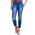 Women's Seven7 Raw-hem Midrise Skinny Ankle Jeans, Size: 10, Dark Blue