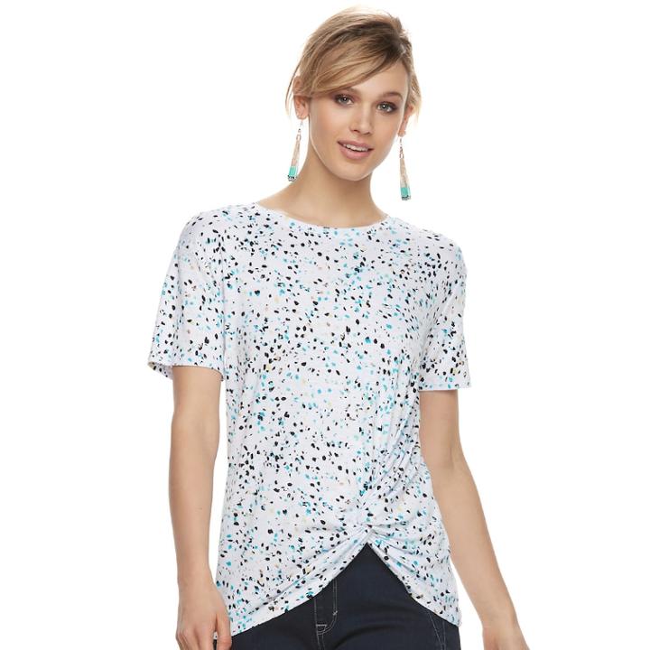 Women's Apt. 9&reg; Knot Front Tee, Size: Small, White