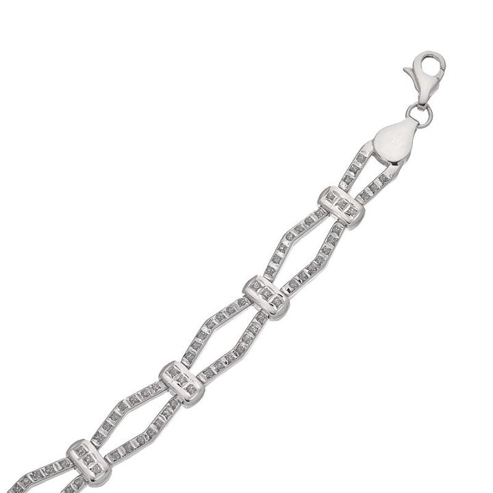 Diamond Fascination 14k White Gold Double-wave Bracelet, Women's, Size: 7.25