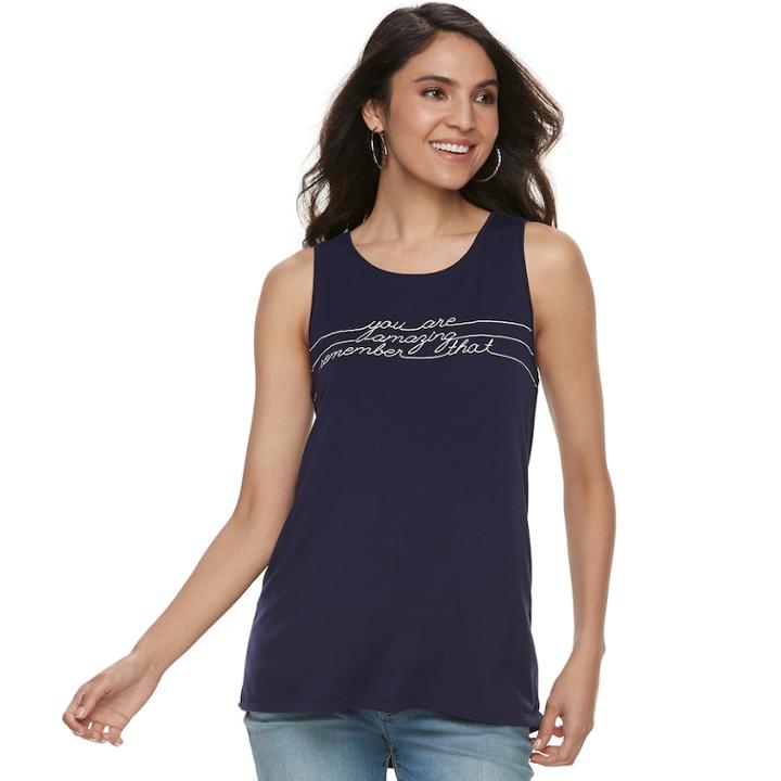 Women's Apt. 9&reg; Graphic Tank, Size: Small, Dark Blue