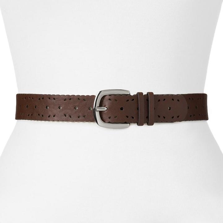 Relic Scallop Perforated Belt, Size: Large, Lt Brown