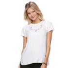 Women's Dana Buchman Lace Embroidered Woven Top, Size: Medium, White